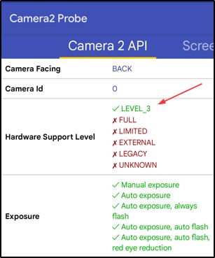 how to check if alcatel 1B (2020) support camera2 api